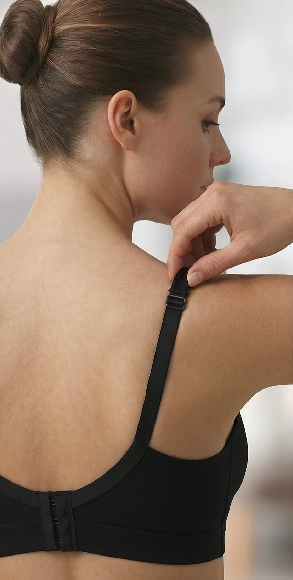 Back view of the bra showing adjustable straps and hook closure