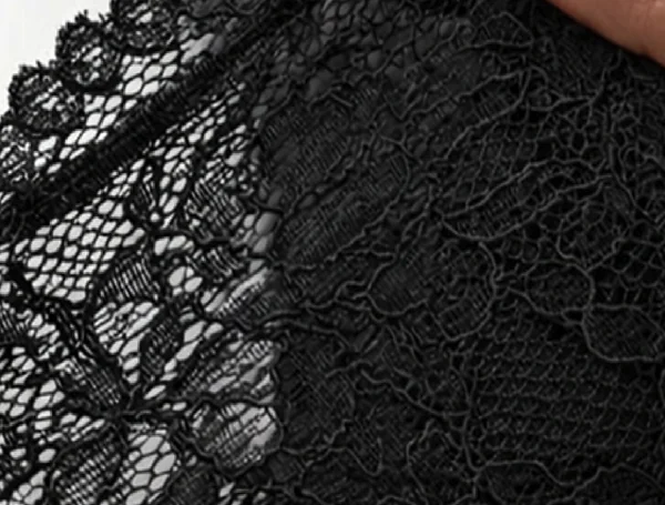 Close-up of the black floral lace